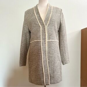 H&M Fringed Tweed Long-line Blazer Jacket